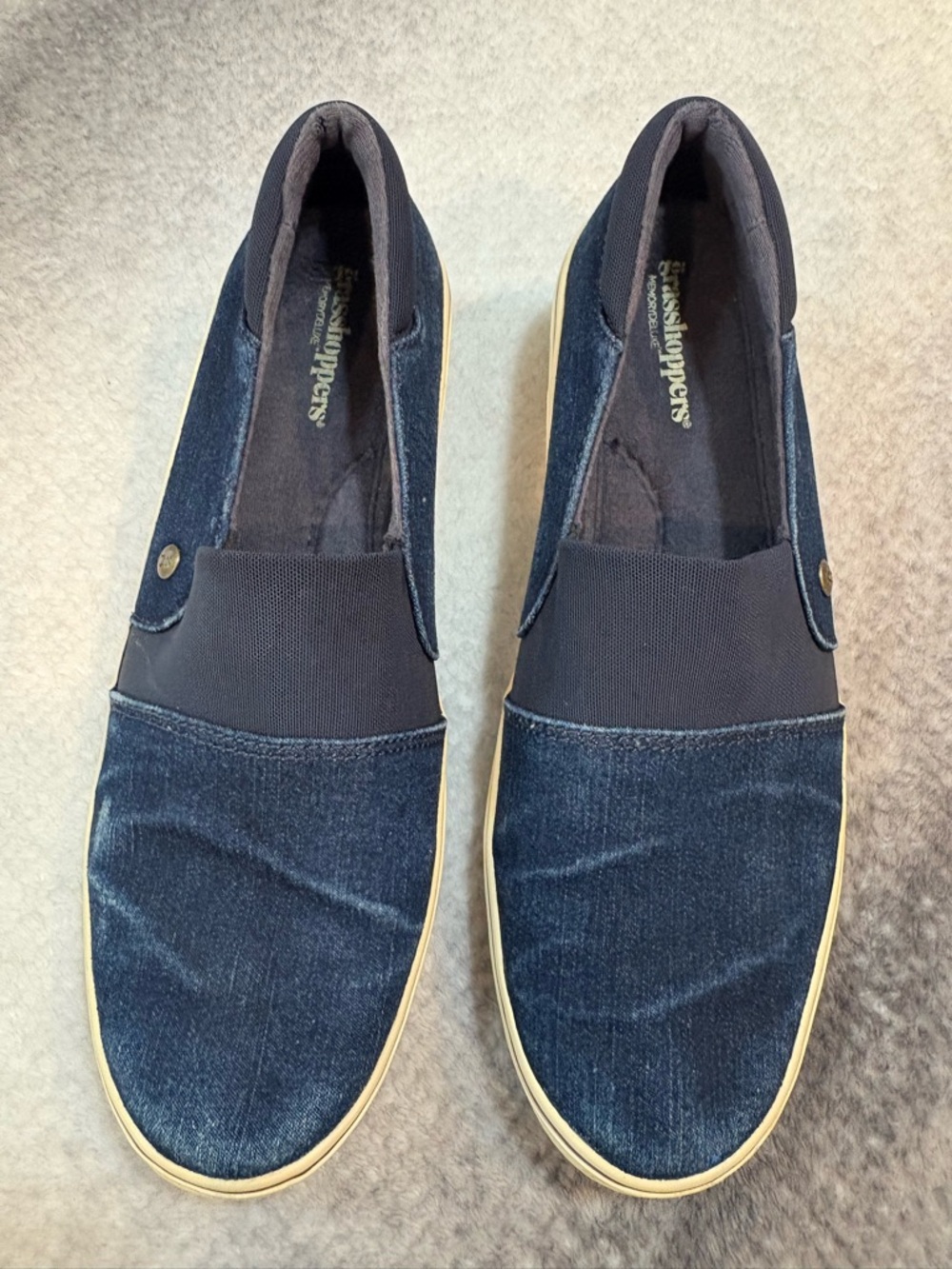Grasshoppers Indie Wedge Slip-On Navy Blue Denim‎ Comfort Shoes - Women’s 6.5
